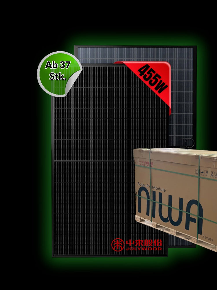 Palette (37stk.) Solarmodule Jolywood  JW-HD96N-R2 455W Bifazial Glas/Glas, Full black