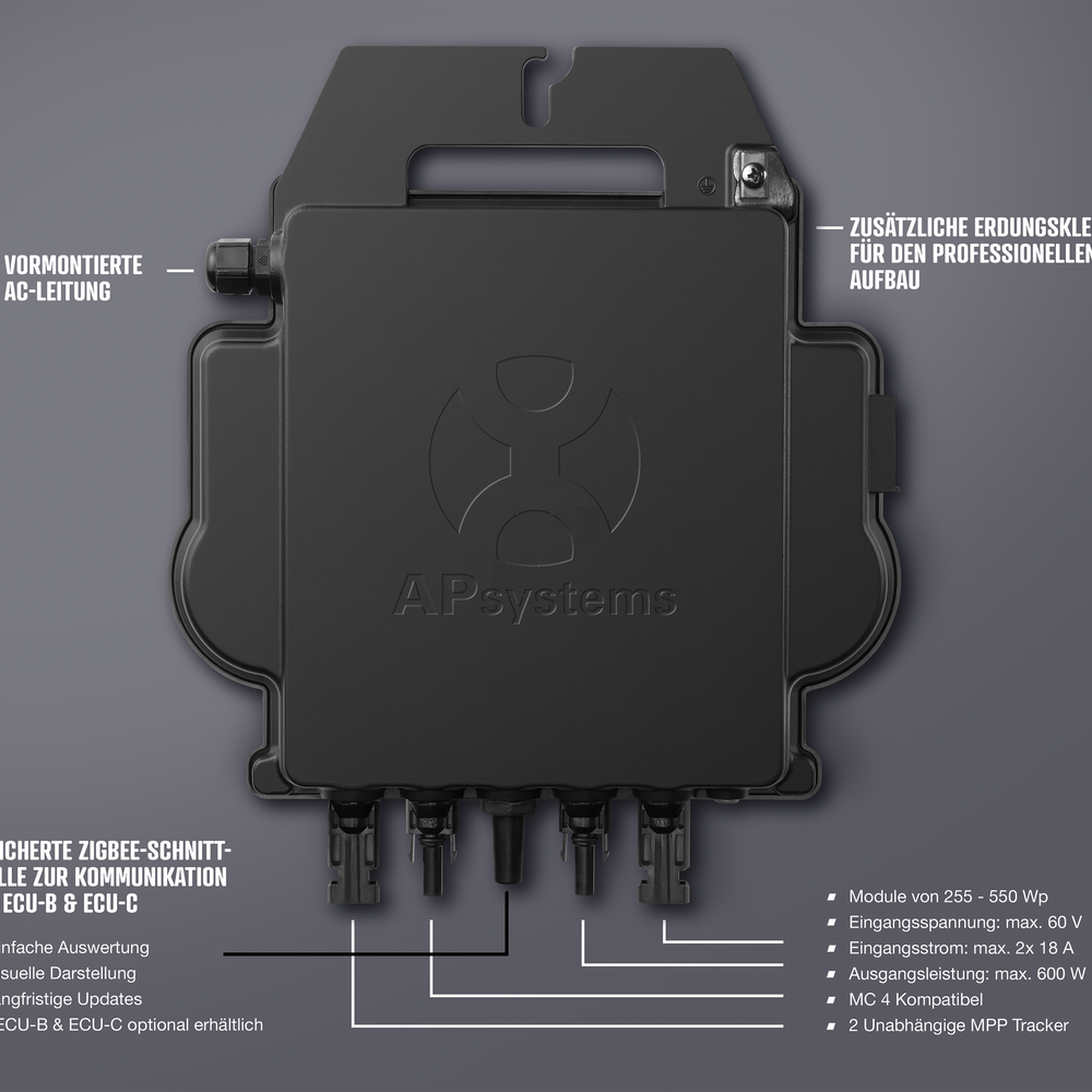 
                      
                        APSYSTEMS 600w DS3-S + ECU-B Microwechselrichter für Balkonkraftwerk
                      
                    