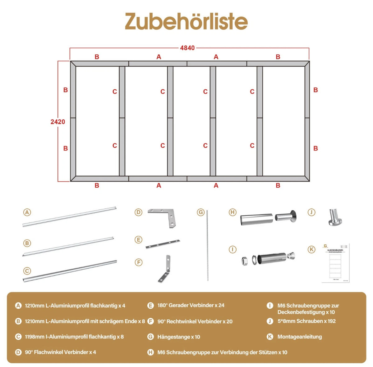 Aluminiumrahmen für Hexagon LED Beleuchtung
